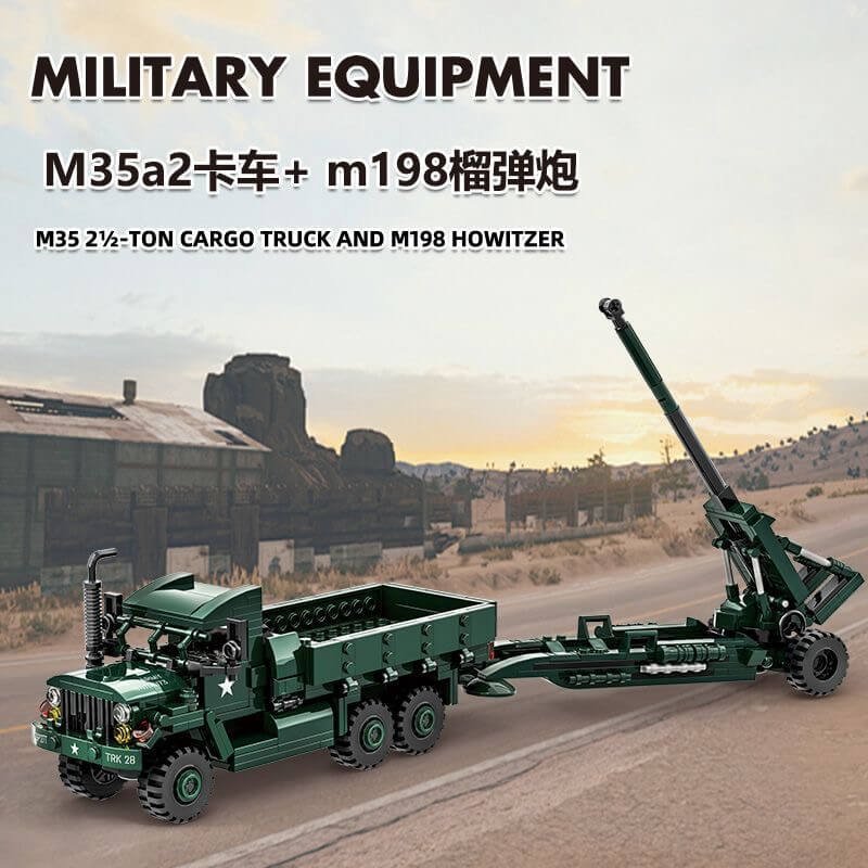WANGE 4510 M35A2 Truck and M198 Howitzer-Afobrick