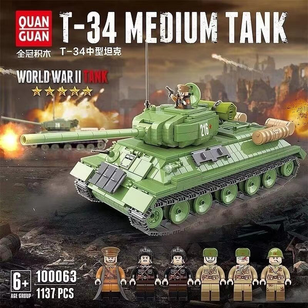 QUANGUAN Military WW2 100063 T34 Medium Tank QUANGUAN