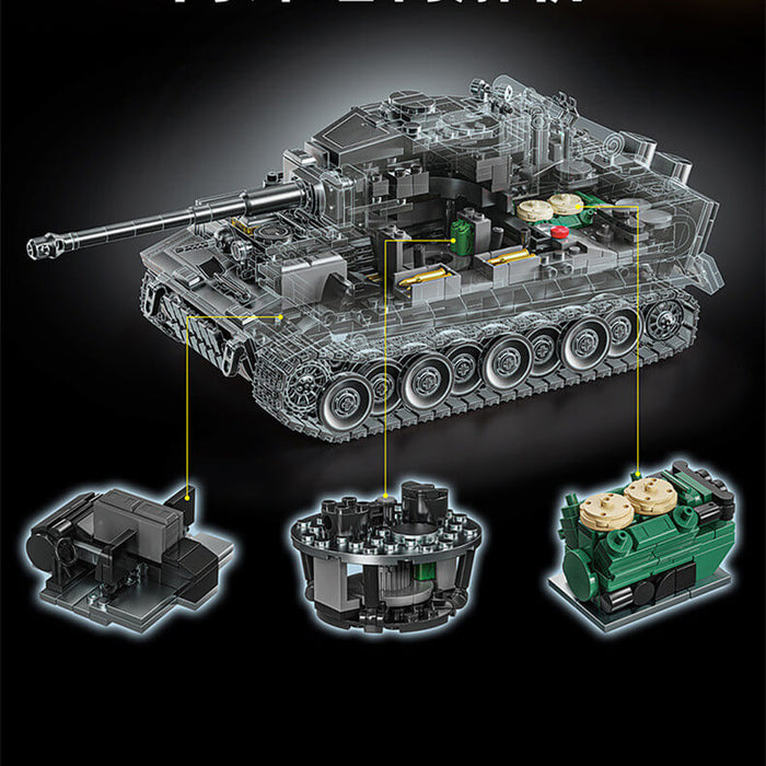 12GO 97008 Tiger heavy tank electroplating gray-Afobrick