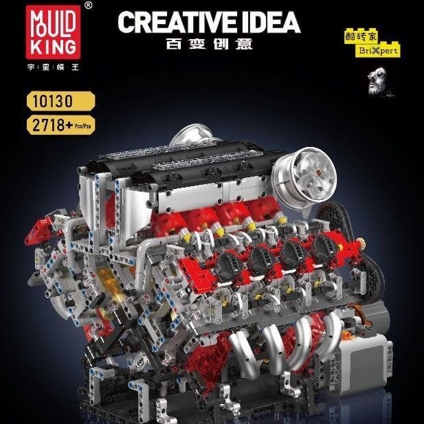 Mould King 10130 F488 Supercar V8 Engine