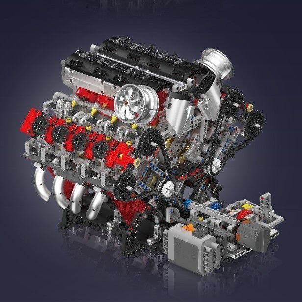 Mould King 10130 F488 Supercar V8 Engine