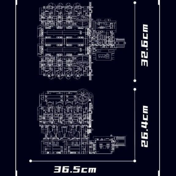 Mould King 10130 F488 Supercar V8 Engine