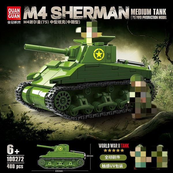 QUANGUAN 100272 M4 SHERMAN MEDIUM TANK-Afobrick