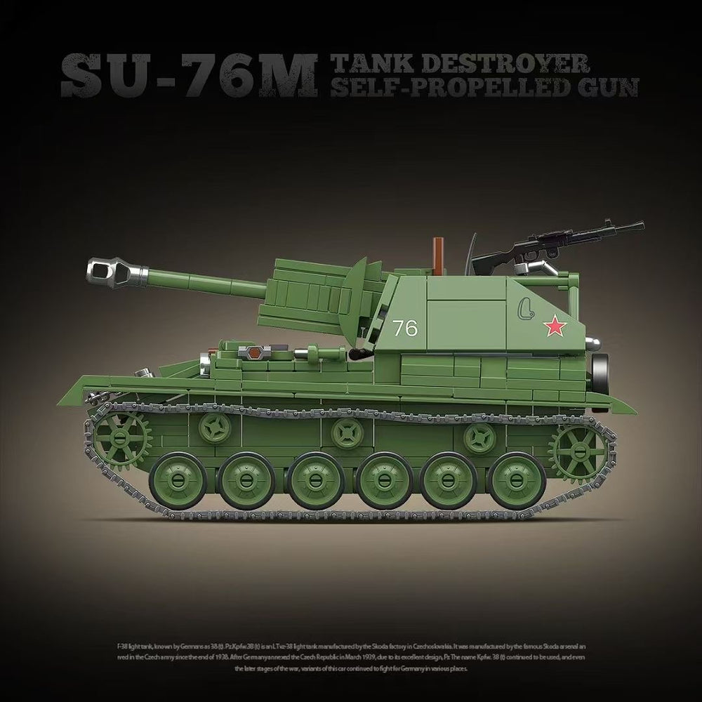 QUANGUAN 100296 SU-76m Tank Destroyer Self-propelled Gun-Afobrick