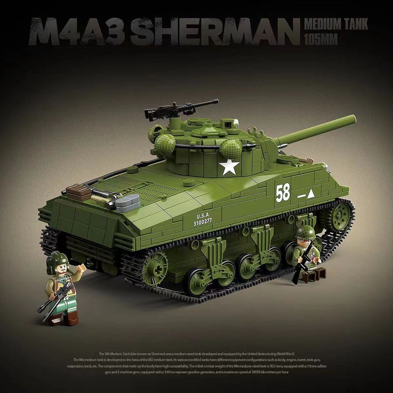 Quanguan 100277 M4A3 Sherman Medium Tank 105mm