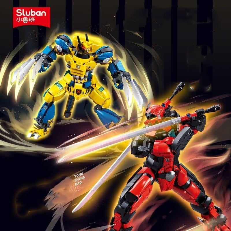 Sluban Deadpool and Wolverine Mecha