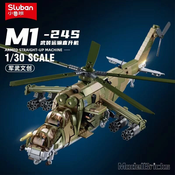 Sluban Military MI-24S Armed Helicopter Afobrick