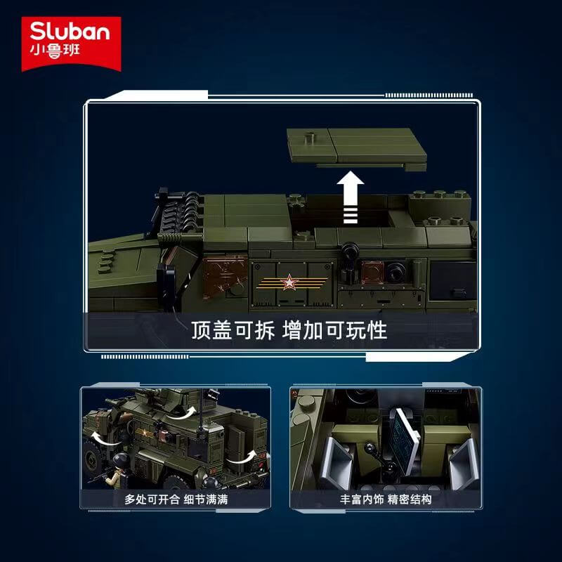 Sluban Typhoon VDVS - Véhicule Militaire 1/35 Avec 4 Figurines, Kit De Construction 519 Pièces, 17,9 Cm Rouge Et Or
