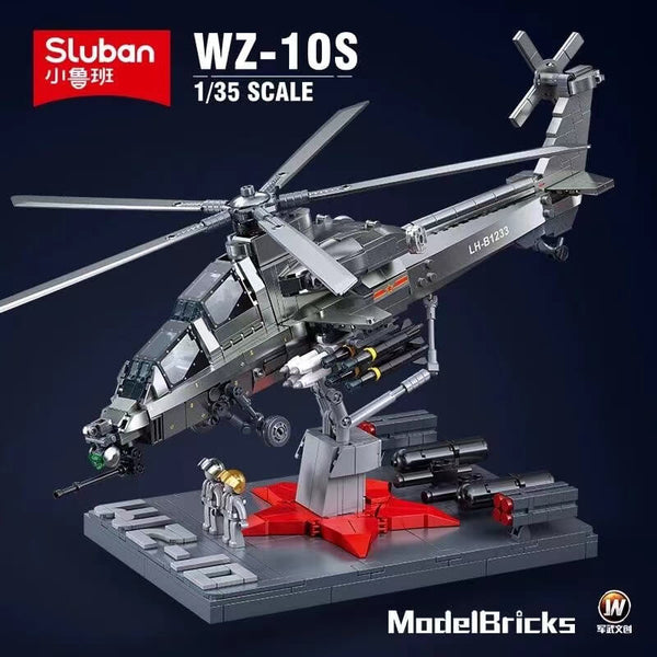 Sluban WZ-10S Armed Helicopter Metallic Paint Coating-Afobrick