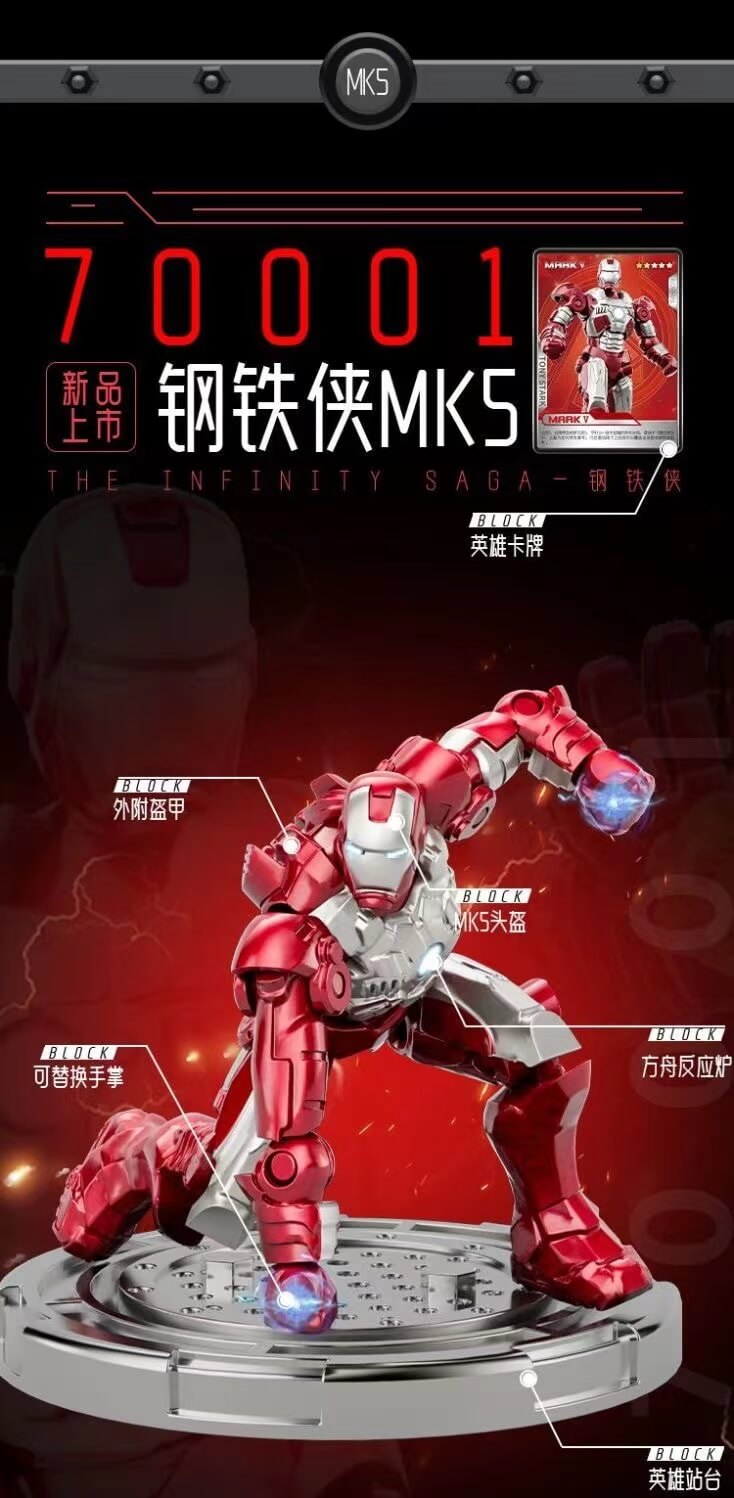 XJ BLOCK Iron Man 7cm Assembled Figures