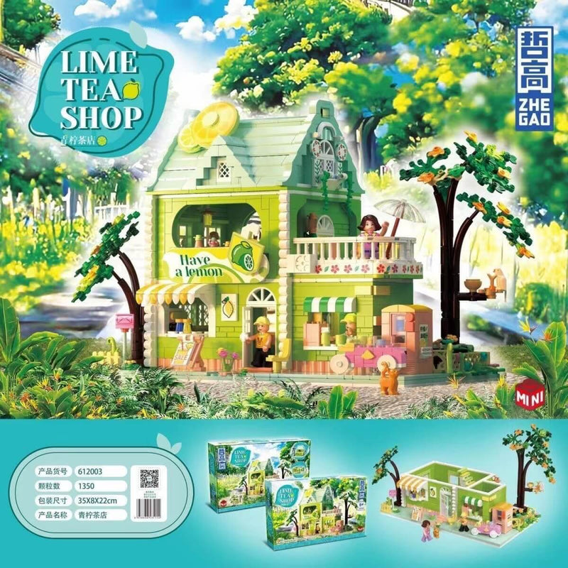 ZHEGAO 612003 Lime Tea Shop Mini Brick Afobrick