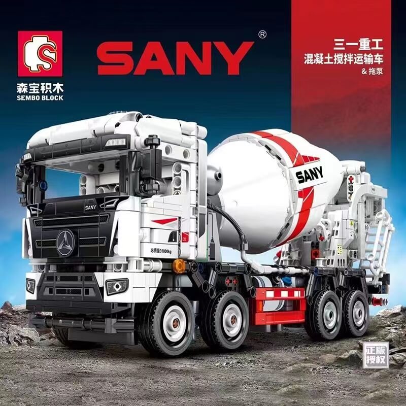 Sembo 712037 SANY Concrete Mixer Truck and Trailer Pump sembo