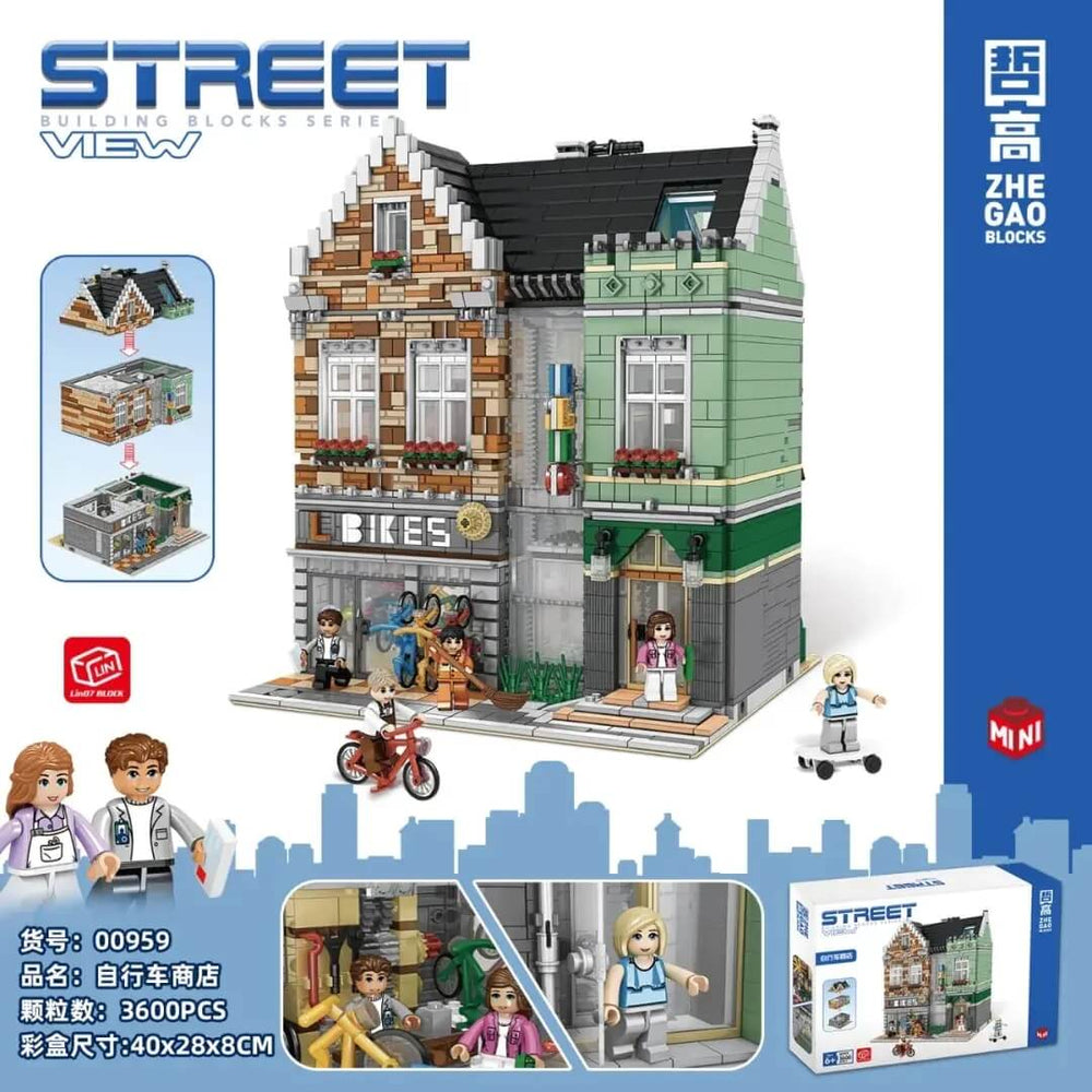 ZHEGAO 00959 Bike Shop Mini Brick 3600pcs-Afobrick