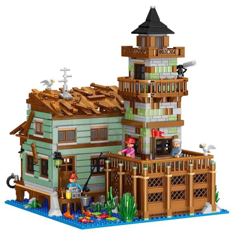 ZHEGAO 00981 Fishing Village Cabin mini brick 1881pcs-Afobrick