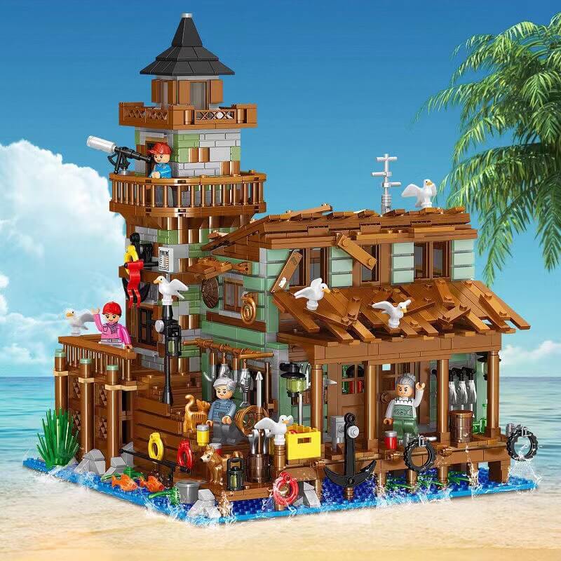 ZHEGAO 00981 Fishing Village Cabin mini brick 1881pcs-Afobrick